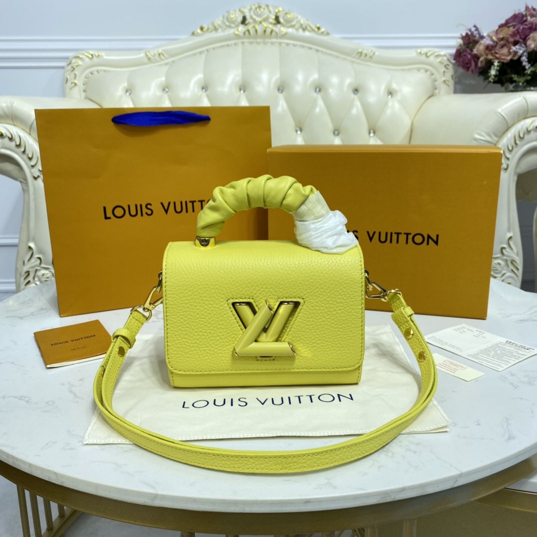 Louis Vuitton TWIST PM Handbag Taurillon Leather M58571 Ginger Yellow